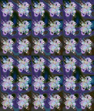 Klasik çiçek tasarımı elementleri. Raster illüstrasyonu. Menekşe renginde mor kıvırcık çiçekler.