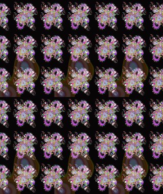 Soyut etnik raster çizim kalıbı. Arkaplan dokusu, duvar kağıdı, çiçek temalı siyah renkler. Kabile sanatı boho baskısı, klasik çiçek arkaplanı.