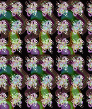 Şirin çiçekli, desenli, yeşil renkli bir eskiz deseni. Tekstil için suluboya eskiz deseni. El çizimi çiçek çizimi deseni (fayans)).