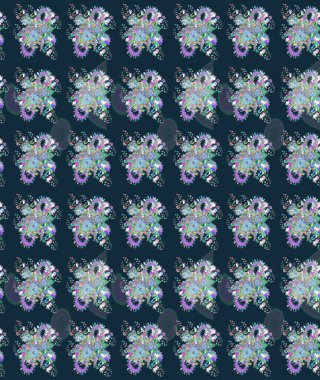 Raster deseni. Çiçekli çiçek deseni, suluboya. Süslü kumaş deseni.