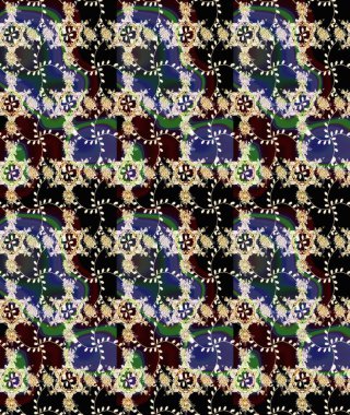 Renkli Bahar Teması eskiz kalıbı. Eskiz klasiği. Düz Çiçek Elementleri Tasarımı. Raster Şirin kumaş deseni.