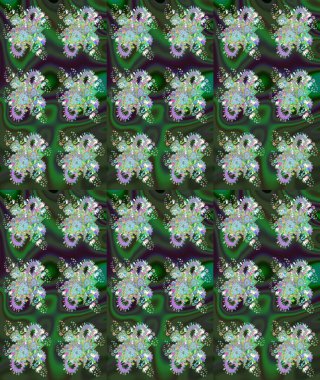 Raster illüstrasyonu. Yeşil renkli yeşil papatya deseni. Yeşil renklerde.