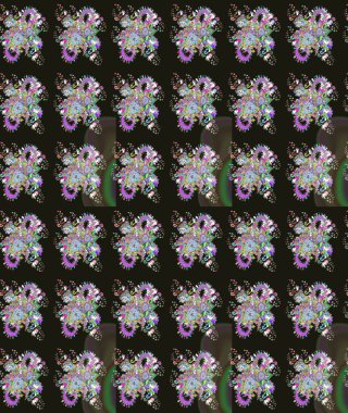 Gri renkli şirin çiçek deseni. Renkli Bahar Teması eskiz kalıbı. Raster Modaya uygun kumaş deseni. Düz Çiçek Elementleri Tasarımı.