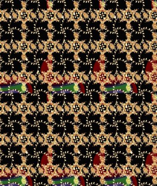 Tekstil, kumaş, ambalaj, hatıra defteri için hoş bir çiçek arkaplanı. Elle çizilmiş çiçek desenli Raster çizimi. Siyah arka planda. Çocuksu tasarım.