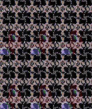 Raster deseni. Bahar çiçekleri dallı desen, siyah renkler çiçekli siluet..