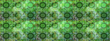 Süslü dantel iz sürücü. Çiçekli süslemeli, pürüzsüz bir desen. Doğu tarzında klasik tasarım öğesi. Duvar kâğıdı için altın süslü bir illüstrasyon. Yeşil renkler üzerine geleneksel Arapça dekor.