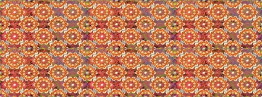 Turuncu renklerde altın element. Damask pürüzsüz yineleme kalıbı. Barok tarzında altın çiçekli süs. Antika altın tekrarlanabilir duvar kağıdı.