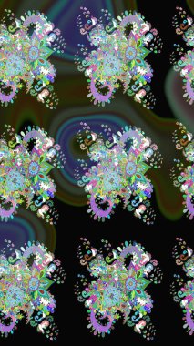 Hoş bir çiçek geçmişi var. Raster illüstrasyonu. Güzel kumaş deseni. Küçük çiçekte çizim deseni.