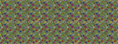 Küçük çiçekteki sevimli çiçek deseni. Yeşil renkli çiçekler. Raster illüstrasyonu.