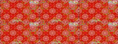 Raster illüstrasyonunda kusursuz çiçek deseni. Suluboya tarzında kırmızı renkte çiçekler.