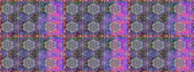 Raster illüstrasyonu. Kusursuz çiçek deseni. Raster illüstrasyonu. Asya tekstil tarzında. Mor renkte çiçekler.