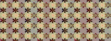 Raster illüstrasyonu. El çizimi çiçekli soyut çizim kalıbı. Gri ve nötr renkte çiçekler.