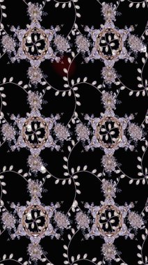 Miles Fleur, süslü püslü bir süs. Eskiz geçmişi. Kumaş, tekstil, duvar kağıdı baskısı için. Raster illüstrasyonu. Eski usul. Tomurcukları papatya çiçekleri olan sevimli bir çiçek deseni..