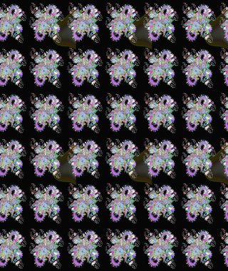 Siyah çiçekli eskiz deseni, suluboya çiçek deseni, sevimli çiçek, duvar kağıdı, kart ya da kumaş için fayanslı. Raster - stok.