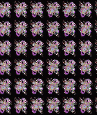 Raster Moda kumaş deseni. Çizgi çizimi kalıbı. Şirin çiçekler..