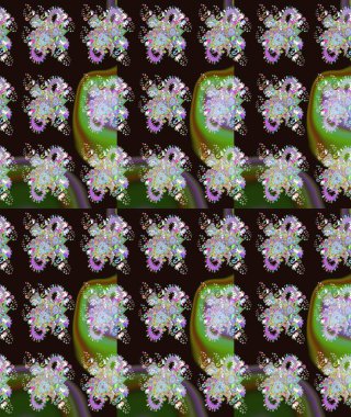 Raster illüstrasyonu. Şirin çiçekli eskiz deseni ve gri renkli yapraklar, suluboya çiçek deseni, duvar kağıdı, kart veya kumaş için fayanslı.