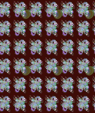 Güzel kumaş deseni. Raster suluboya deseni, narin çiçekler, kahverengi çiçekler, tebrik kartı şablonu..