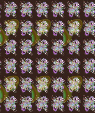 Renkli Bahar Teması eskiz kalıbı. Raster illüstrasyonu. Çiçekli çiçek deseni, suluboya. Mor renkli çiçekler. Düz Çiçek Elementleri Tasarımı.