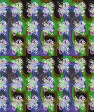 Modern çiçek arkaplanı. Moda baskıları için zarif bir şablon. Halk tarzı. Parlak renkli çiçekleri ve yeşil yaprakları olan harika bir çiçek deseni..