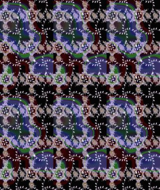 Siyah renkli çiçek desenli eskiz. Suluboya tarzında siyah renkte çiçekler.