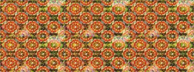 Barok tarzında altın çiçekli süs. Antika altın tekrarlanabilir duvar kağıdı. Kahverengi renklerde altın element. Damask pürüzsüz tekrarlama deseni.