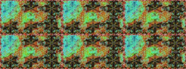 Raster illüstrasyonu. Yeşil renklerde ve altın elementlerle klasik, pürüzsüz desen.