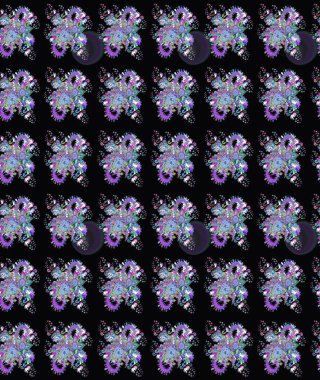 Çiçekli karalama şeklinde Raster çiçek deseni. Nazikçe, güzel çiçek arkaplanı. Siyah renkte çiçekler.