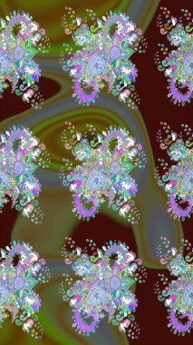 Yumuşak, yeşil renkli yaz çiçekleri. Çiçekli karalama şeklinde Raster çiçek deseni. Raster illüstrasyonu.