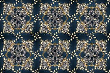 Kusursuz altın desen. Altın desenli mavi, gri ve bej renklerde altın elementler. Raster doğulu süsü.