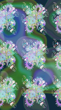 Şirin, zarif çiçekler Raster illüstrasyonu. Davetiye ve kartpostal tasarımı için dekoratif çiçek unsurları. Tekstil için figür. Poster ya da kapak için arka plan. Yapraklı çizim deseni.