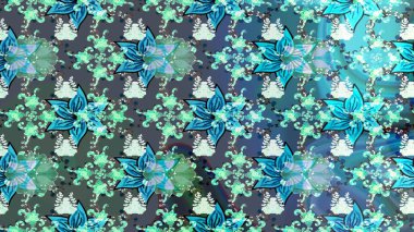 Mavi ve nötr renklerde güzel bir tekstil. Suluboya çiçekli çiçek deseni. Raster illüstrasyonu.