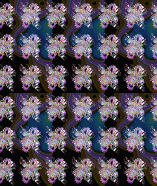 Çiçek buketleriyle klasik bir eskiz şekli. Raster illüstrasyonu. Siyah renklerde.