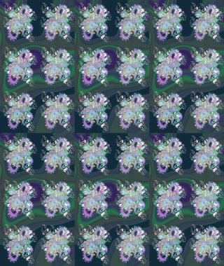 Hediye ambalaj kağıdı, tebrik kartları, posterler ve pankart tasarımı. Raster düz çiçek çizim deseni. Mavi renkte çiçekler.