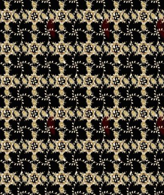 Klasik çiçek tasarımı elementleri. Raster illüstrasyonu. Siyah kıvırcık çiçekler siyah renklerde şekillenir.