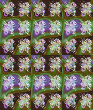 Yeşil renkli çiçekler. Raster illüstrasyonunda çiçek deseni çizimi.