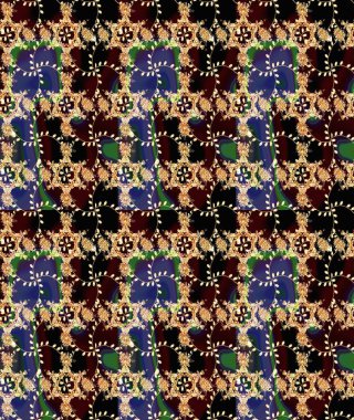 Raster illüstrasyonu. 3D çiçekler, eskiz. Kahverengi renklerde.