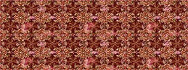 Kahverengi renkler ve altın elementler. Çiçek desenli altın metal. Kusursuz altın desen. Raster altın çiçek süsü brokar kumaş ve cam desenli..