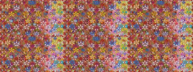 Kahverengi renklerde etnik çiçeklerle kusursuz bir desen. Asya Tekstil 'inde Raster Çiçek İllüstrasyonu.