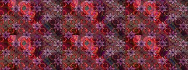 Renkli Bahar Teması eskiz kalıbı. Raster illüstrasyonundaki çiçek desenli çizim. Düz Çiçek Elementleri Tasarımı. Kahverengi ve kırmızı renkte çiçekler.