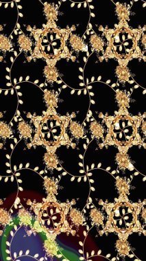 3D çiçekler, eskiz. Raster illüstrasyonu. Siyah renklerde.