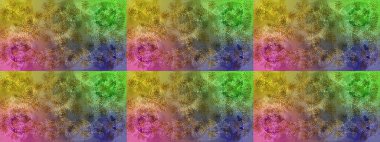 Kar tanelerinin soyut arkaplanlı Noel şablonu. Yeşil, kahverengi ve pembe kar taneleri. Raster illüstrasyonu. Noel ve Yeni Yıl moda baskıları için tatil tasarımı.