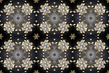 Lüks, kraliyet ve Viktorya dönemi konsepti. Süslü raster dekorasyonu. Altın element gri, siyah ve kahverengi renklerde. Gri, siyah ve kahverengi yerine altın rengi klasik barok çiçekli desenler..