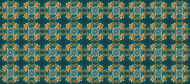 Kusursuz klasik raster mavisi, yeşil ve kahverengi ve altın desenli. Klasik klasik klasik arka plan. Geleneksel oryantasyon süsü.