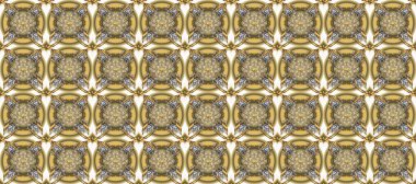 Kusursuz desenli altın elementler. Kart, duvar kağıdı, ambalaj ve tekstil için klasik tasarım. Raster illüstrasyonu. Klasik çiçek dokusu. Altın şablon. Bej, nötr ve kahverengi renkler üzerinde kraliyet retro.