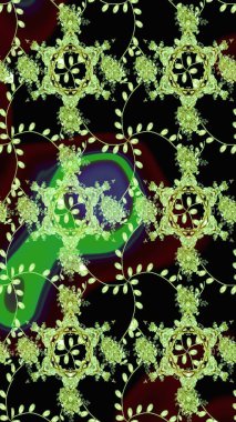 Desen, çizim, çiçek sınırı. Çiçek çelengi. Eski moda arka plan. Raster illüstrasyonu. Güzel, parlak, pürüzsüz kumaş, tuval. Kıvırcık, parlak örgü.