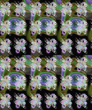 Renkli Yaz Temalı eskiz kalıbı. Düz Çiçek Elementleri Tasarımı. Yeşil renkli çiçekler. Sevimli çiçek raster deseni.