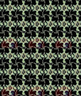 Yumuşak, bahar çiçekleri siyah renklerde. Raster illüstrasyonu. Yaprak ve çiçeklerin suluboya resimleri, siyah renklerdeki çizimler..