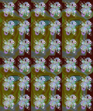 Eskiz arkaplan modeli. Kahverengi üzerine çiçekler. Suluboya, elle çizilmiş. Raster stoku.