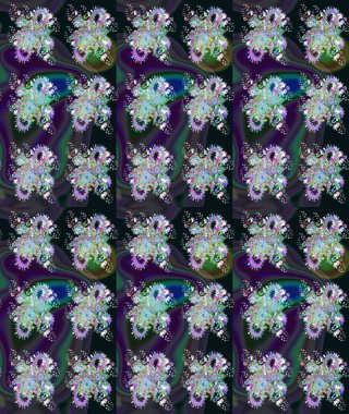 Gri renkli çiçekler. Tropik çiçek desenleri. Raster illüstrasyonu.