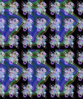 Siyah renkli çiçekler. Raster illüstrasyonu. Çiçek desenli eskiz, vuruşlar, sıçramalar, yaz çiçekleri..